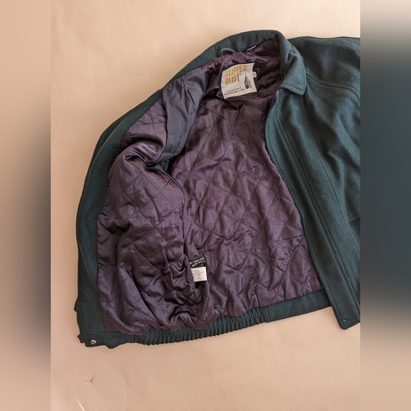 Clipper Mist Retro Vintage Dark Green Wool Bomber Jacket Size Large - Picture 4 of 14
